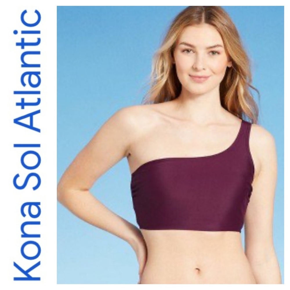 ➡️NWT Kona Sol Atlantic One Shoulder Burgundy Bikini Top Size XSmall(0-2)
